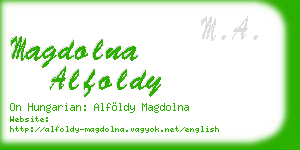 magdolna alfoldy business card